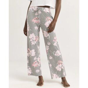 Joyspun Women’s Sleepwear Long Knit Pajama Floral Pants, 29'' Inseam, Size Large